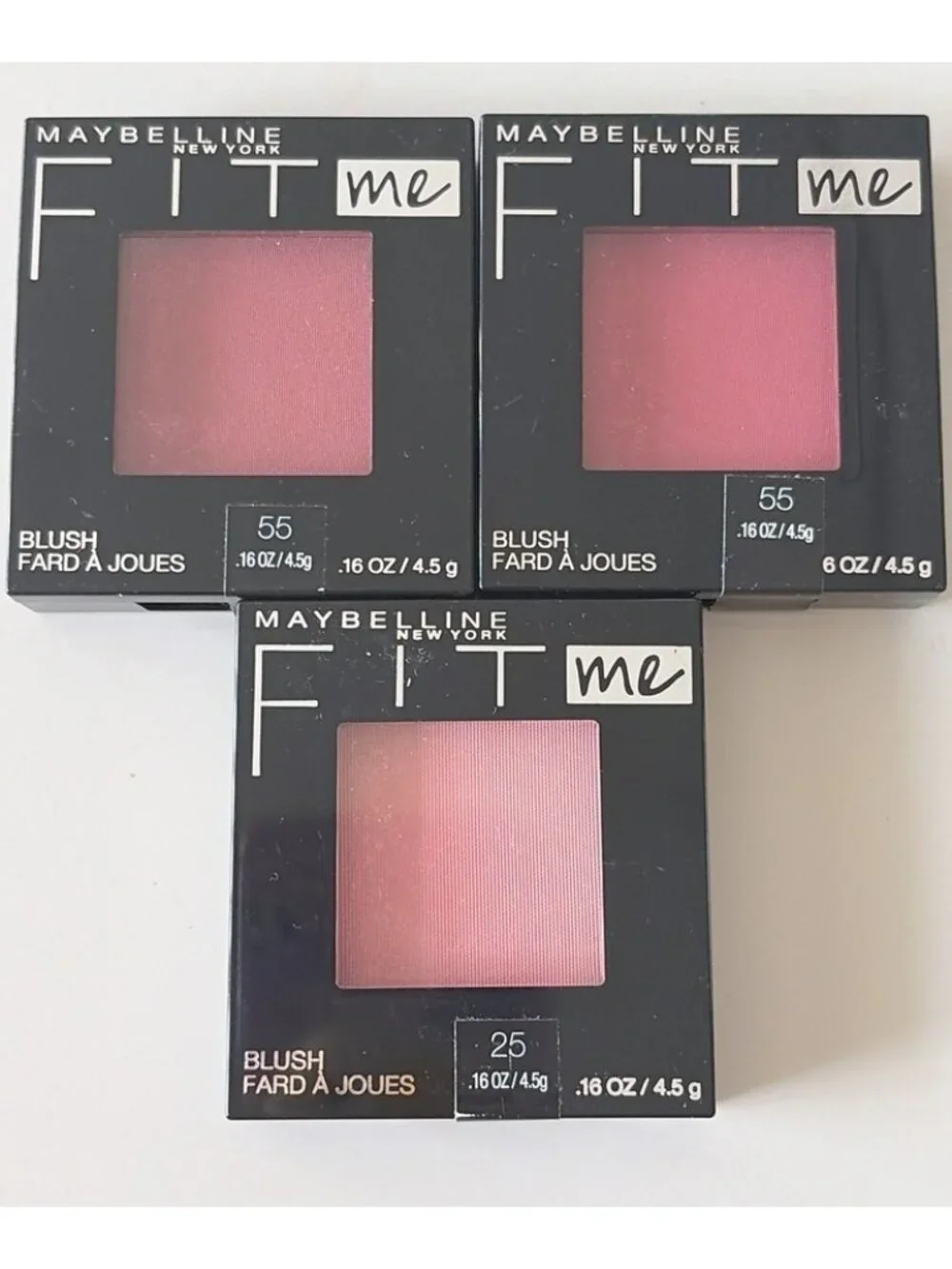 3x Maybelline Fit Me Blush 55 Berry 25 Pink Long-lasting, Lightweight, Smooth
